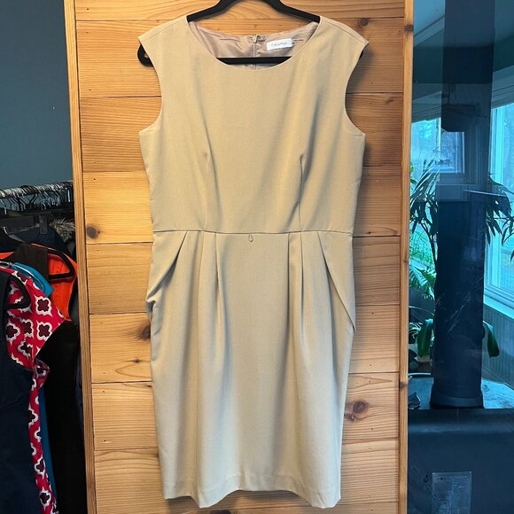 Calvin Klein Camel Sleeveless Dress - 12 - Picture 1 of 3